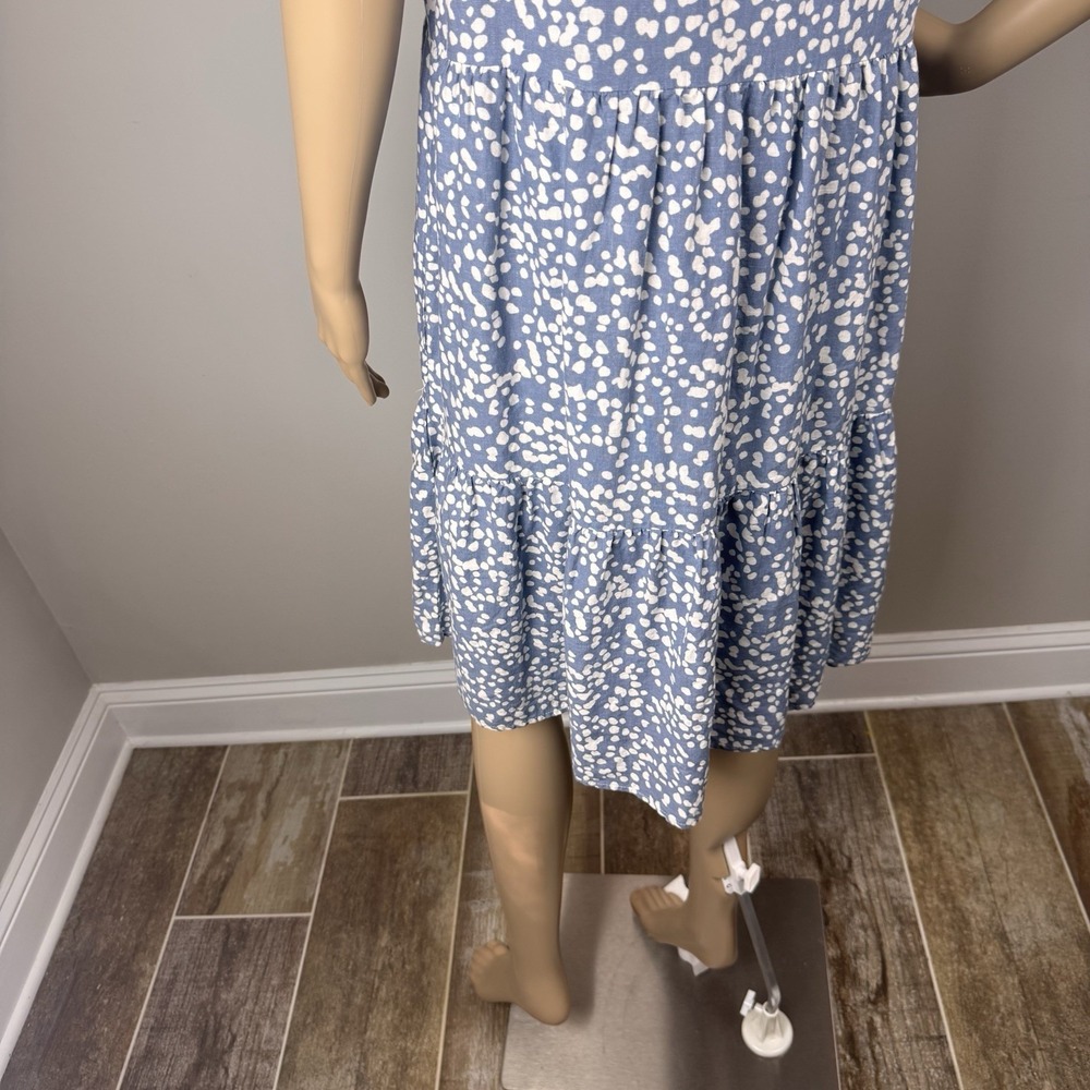 Matty M Tiered Linen Blend Cottagecore Lagenlook Loose Dress Women's Sz M Blue - Picture 11 of 16